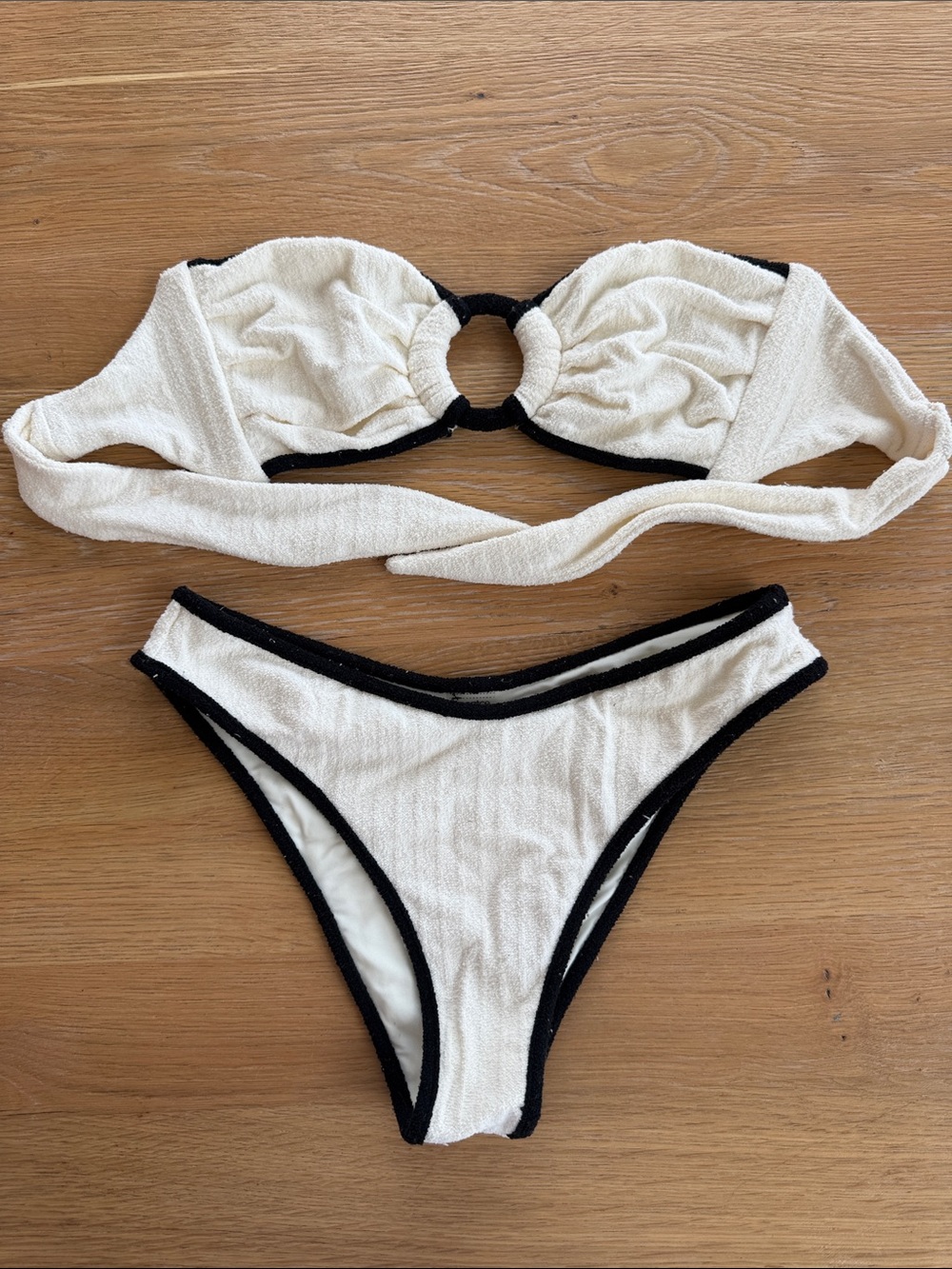 MONTCE bandeau bikini set- white terry with black trim